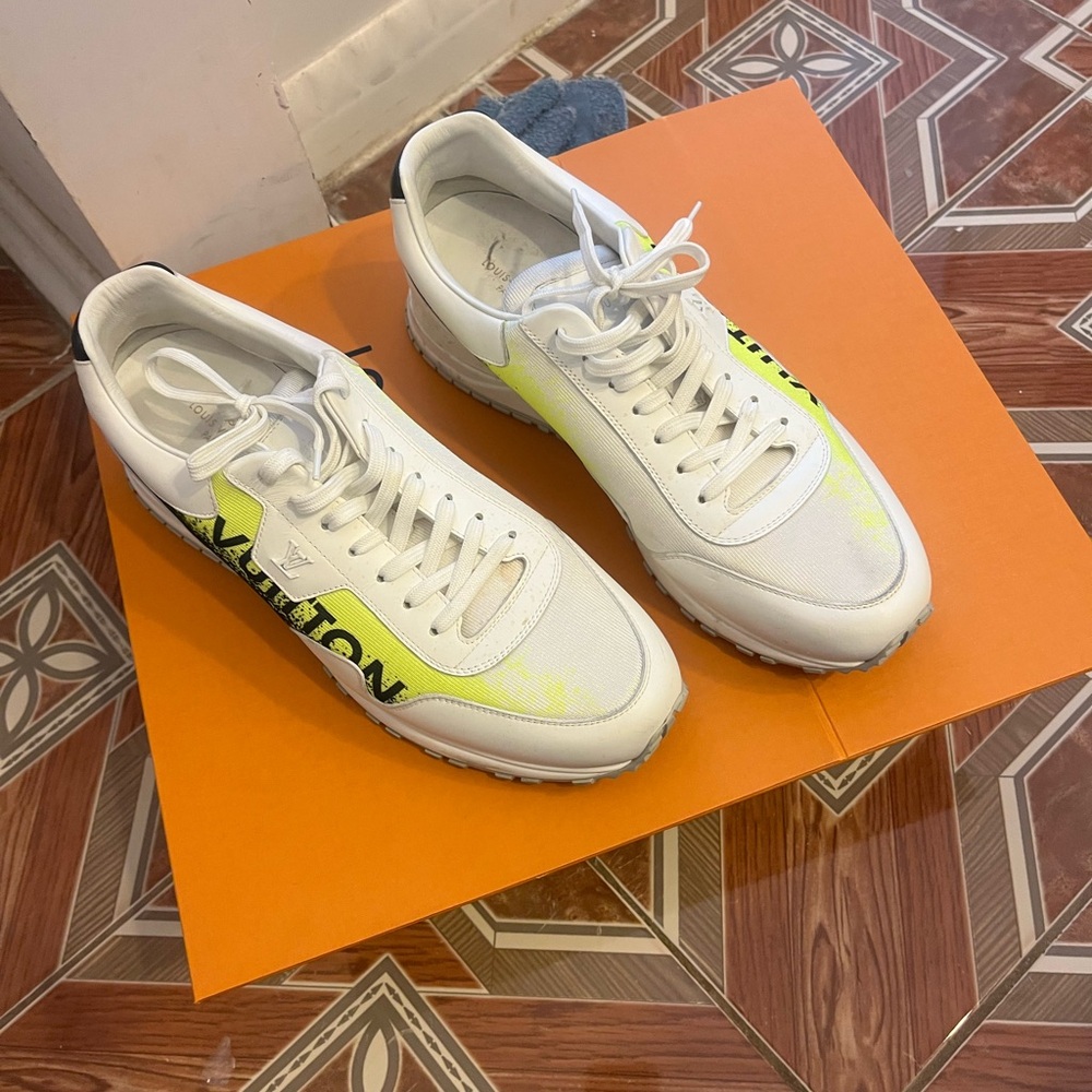 Louis Vuitton White and Neon Yellow Men’s Sneakers - Picture 2 of 3